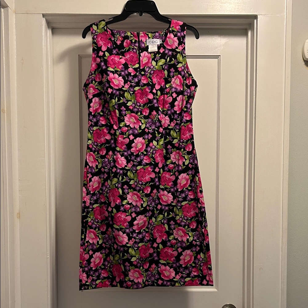 CDC Pink and Green Floral Women’s Sleeveless Midi Dress, Size 12